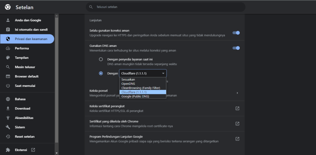 Cara Mengakses Website Yang Di Blokir - Astronime Nonton Anime Sub Indo setting-dns-pada-chrome